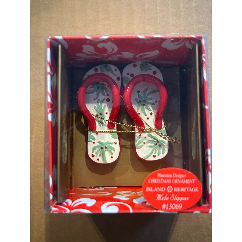 Island Heritage Mele Slippas Hawaiian Christmas Ornament Hand‎ Painted NIB